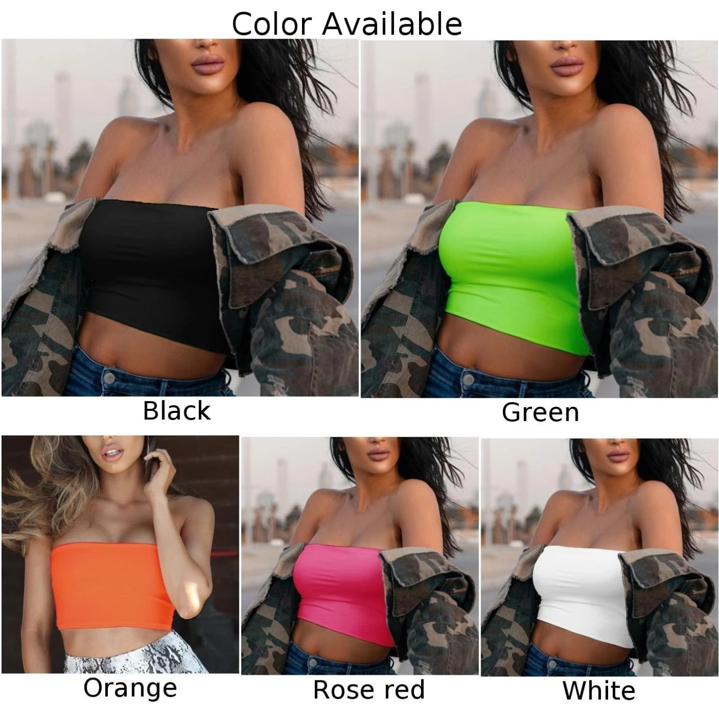 Women Sexy Strapless Bandeau Classic Stretch Vest Commuter Crop Tops Stretch Lingerie Comfortable Lounge Vest Solid Color Bra - Image 2